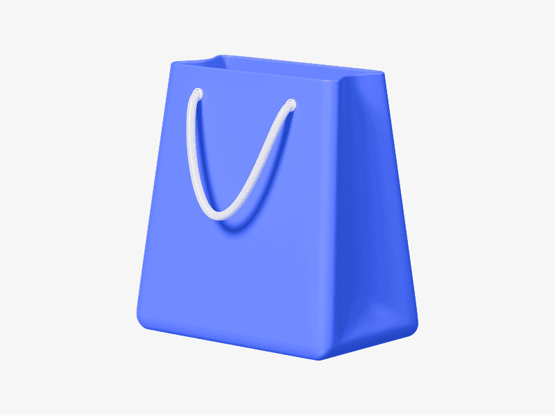 3D illustration of a blue shopping bag