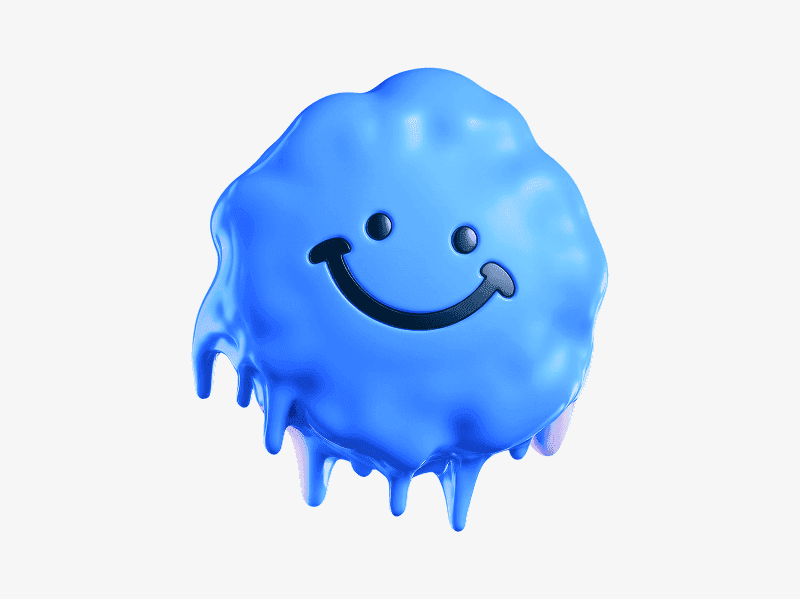 3D organic dripping blob shape with a face