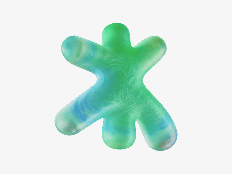3D organic soft star-shaped abstract form
