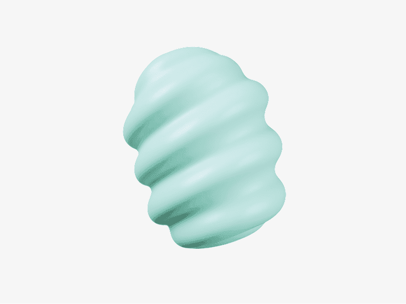 3D organic ribbed capsule-shaped abstract form