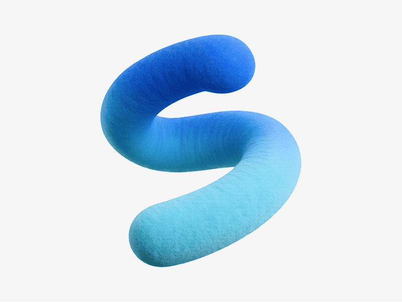 3D organic curved tube abstract shape