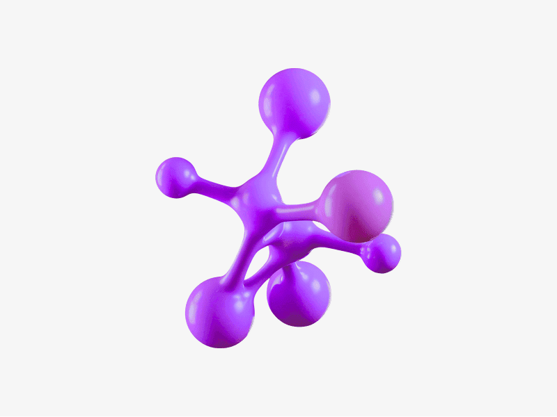 3D organic abstract shape made of connected rounded nodes