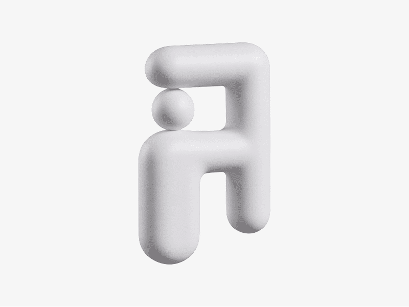 Organic 3D abstract figure with smooth rounded form