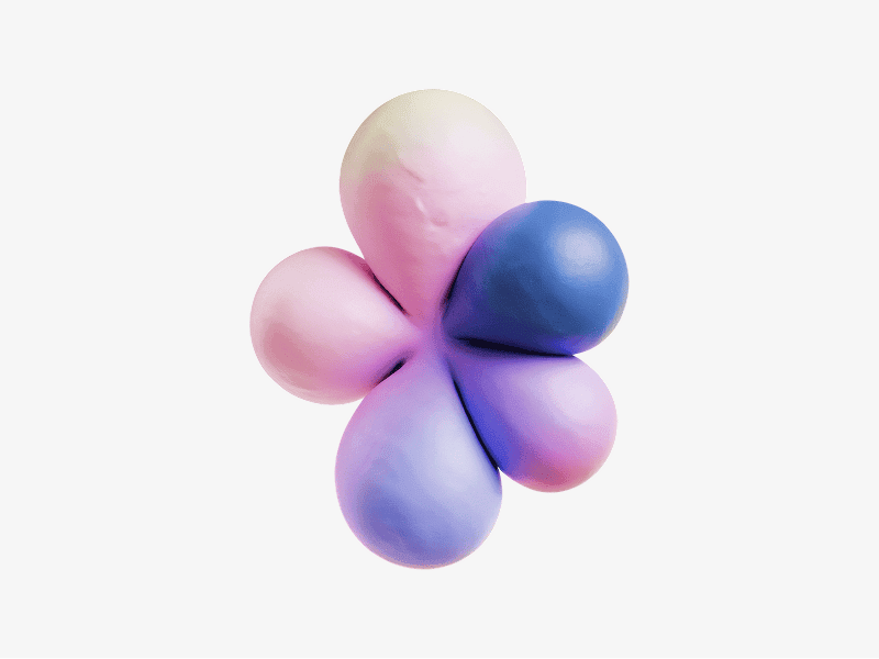 Organic 3D clustered shape made of smooth connected blobs