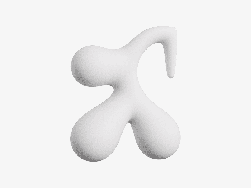 Organic 3D asymmetric blob with smooth curved surface