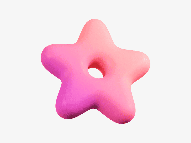 3D organic star-shaped ring with soft rounded edges