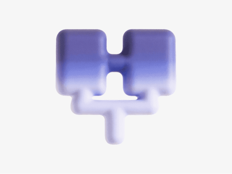 3D organic abstract connected block shape with soft edges