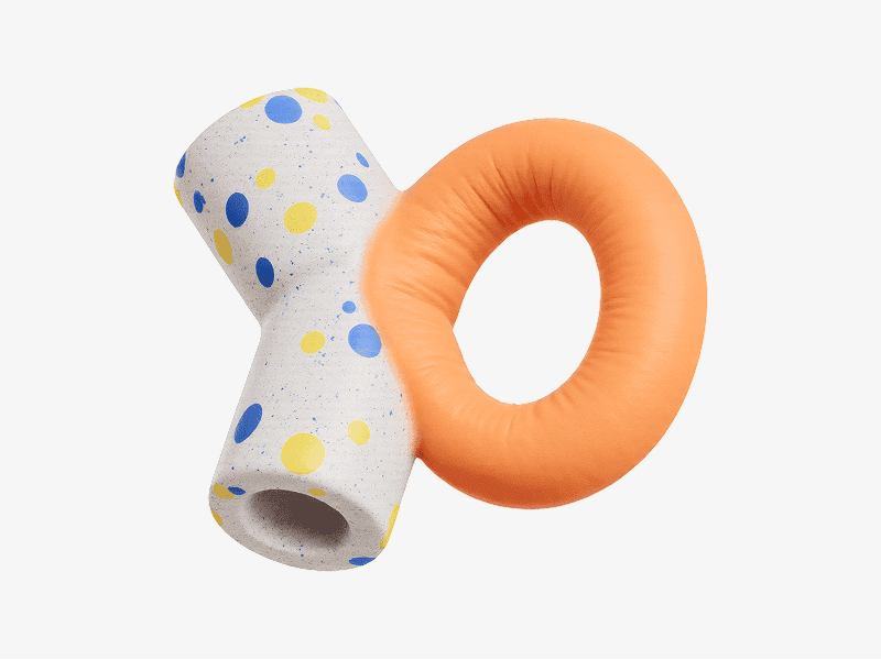 3D organic abstract joined tubular and cushion-like shapes