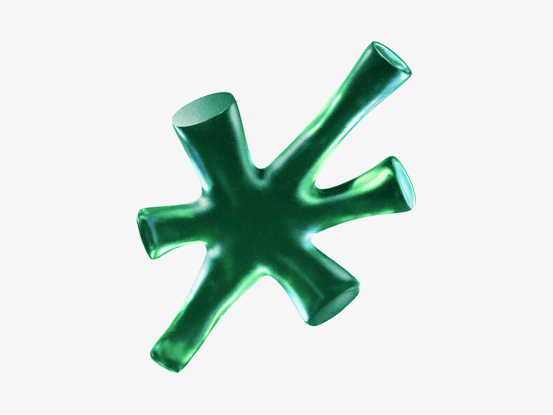 3D organic abstract star-like branching form with rounded ends
