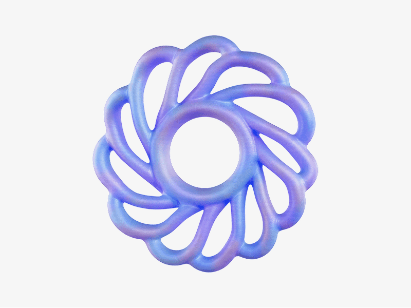 3D organic abstract radial looping structure with smooth tubular segments