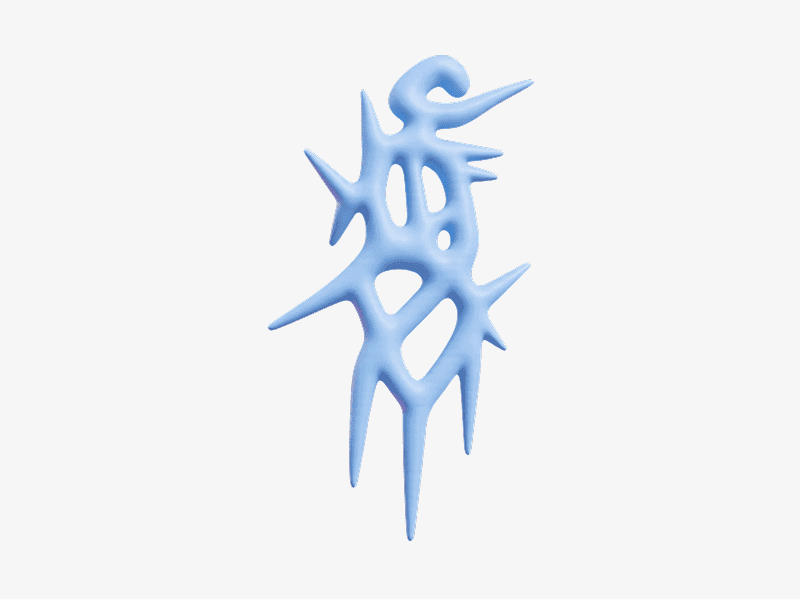 3D organic abstract vertical spiked shape with sharp protrusions