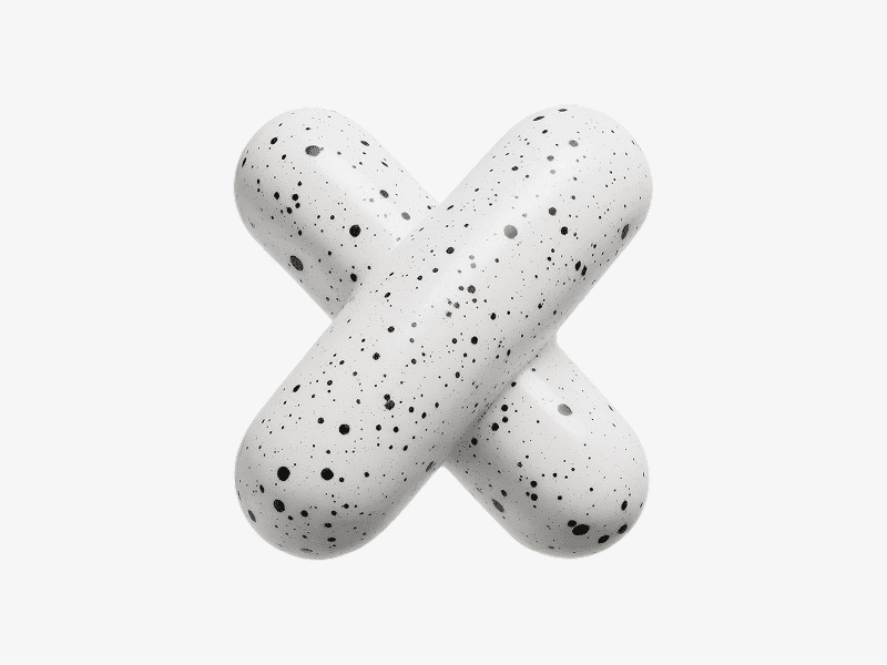 3D organic abstract crossed soft bar shape with rounded edges