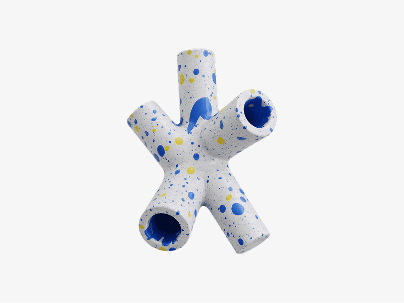 3D organic abstract perforated branching form with cylindrical arms