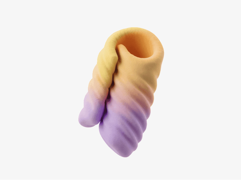 3D organic abstract twisted shell-like shape with layered surface