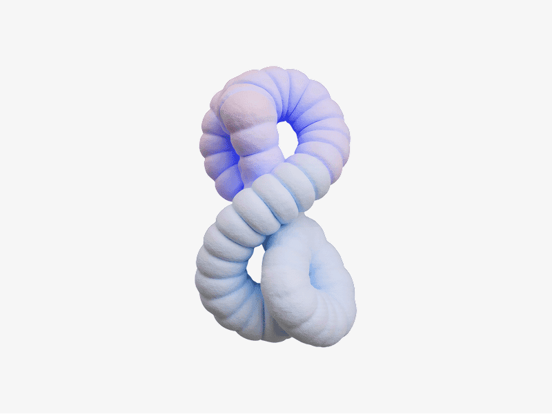 3D organic abstract braided soft structure with intertwined volumes