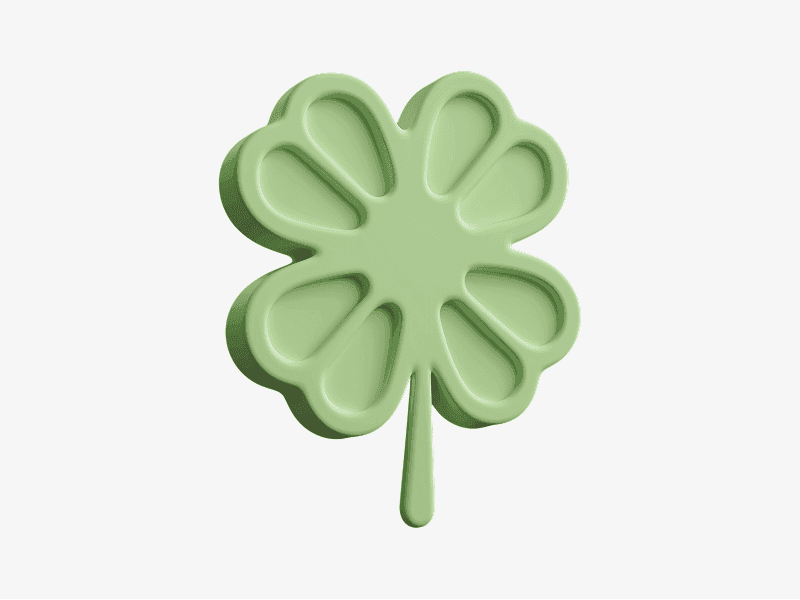 3D organic clover-shaped abstract form with rounded petals
