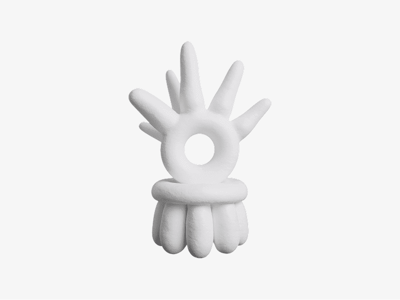 3D organic abstract core shape with radial crown-like extensions