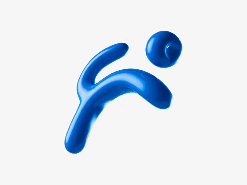 3D organic abstract dynamic figure-like shape in motion