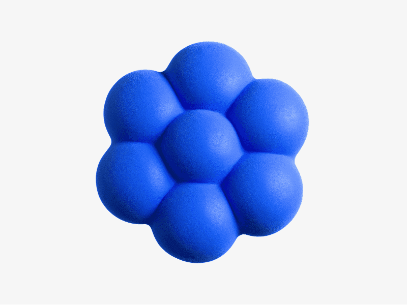 3D organic abstract clustered spherical shape composed of multiple rounded volumes