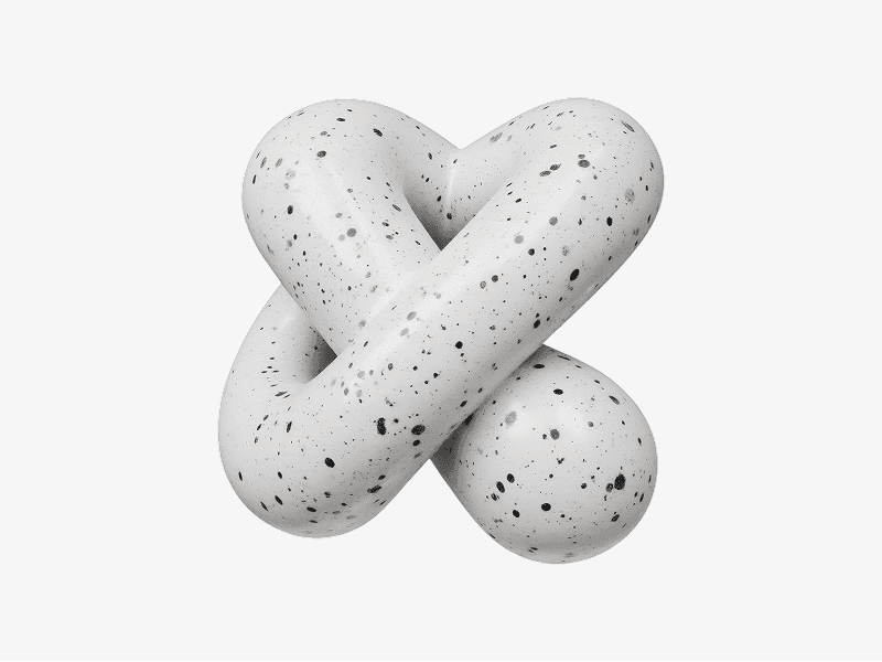 3D organic abstract interlocked soft bars with rounded edges and speckled surface
