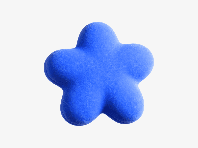 3D organic abstract rounded petal-shaped form with soft inflated geometry