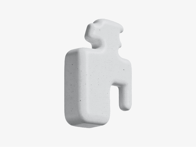 3D organic abstract irregular block-like figure with cutouts
