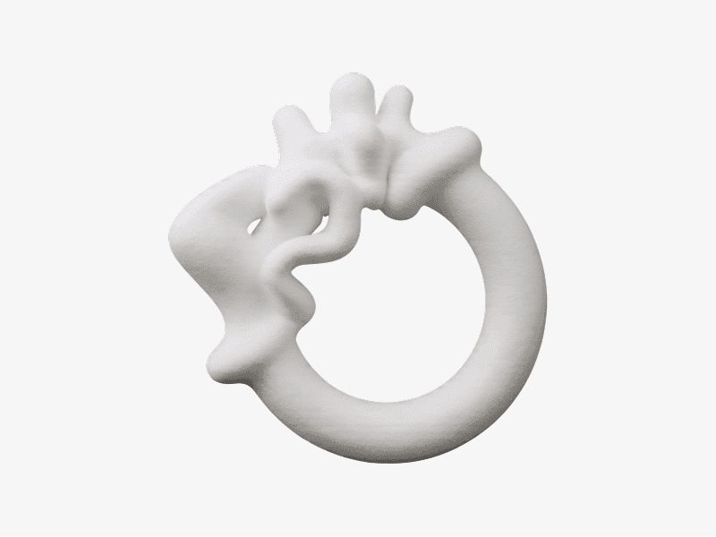 3D organic abstract ring with deformed uneven shape