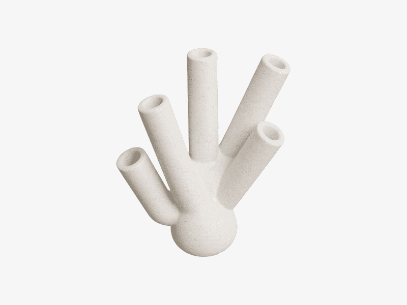 3D organic abstract branching tube cluster with cylindrical openings