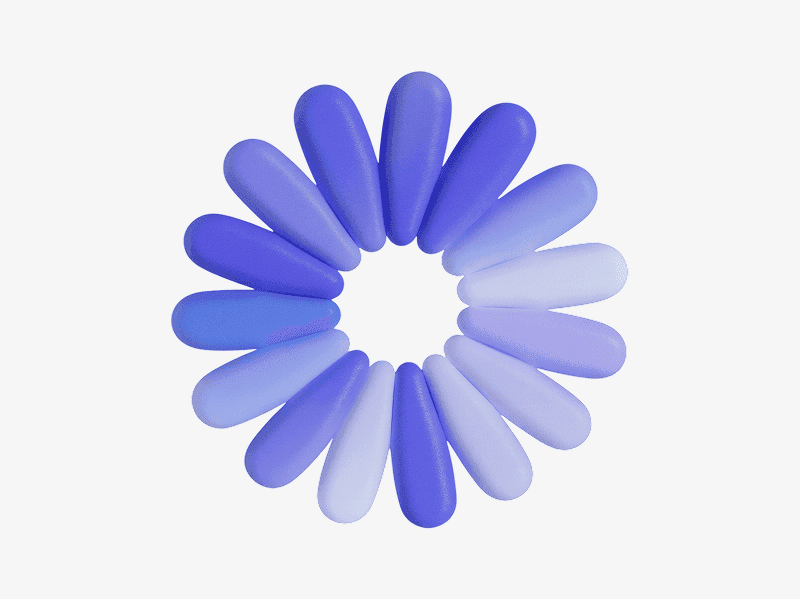 3D organic abstract radial petal-like loop with repeating soft segments