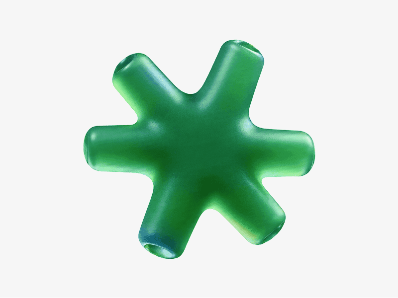 3D organic abstract rounded star-shaped branching form