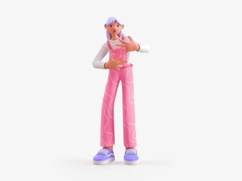 3D illustration of a girl rapping 