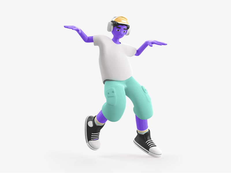 Boy dancing with arms raised