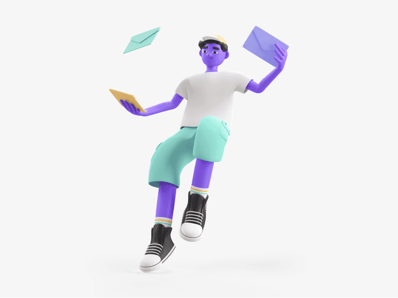 Boy tossing envelopes into the air