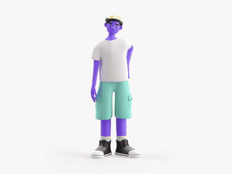 3D illustration of a boy standing in a relaxed pose
