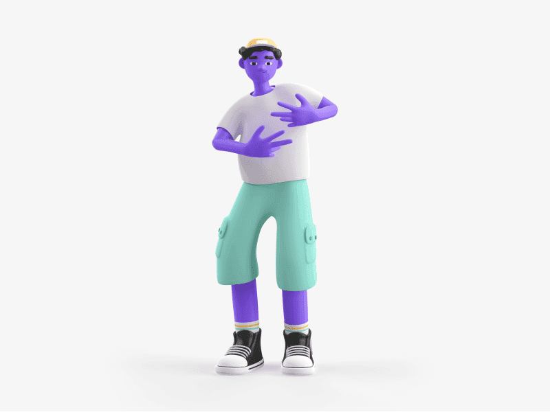 3D illustration of a boy rapping and performing music
