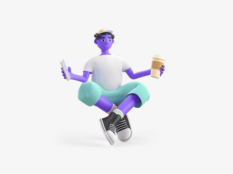 3D illustration of a boy meditating in a calm pose