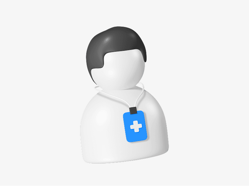 Doctor avatar with medical badge shown as a 3D illustration