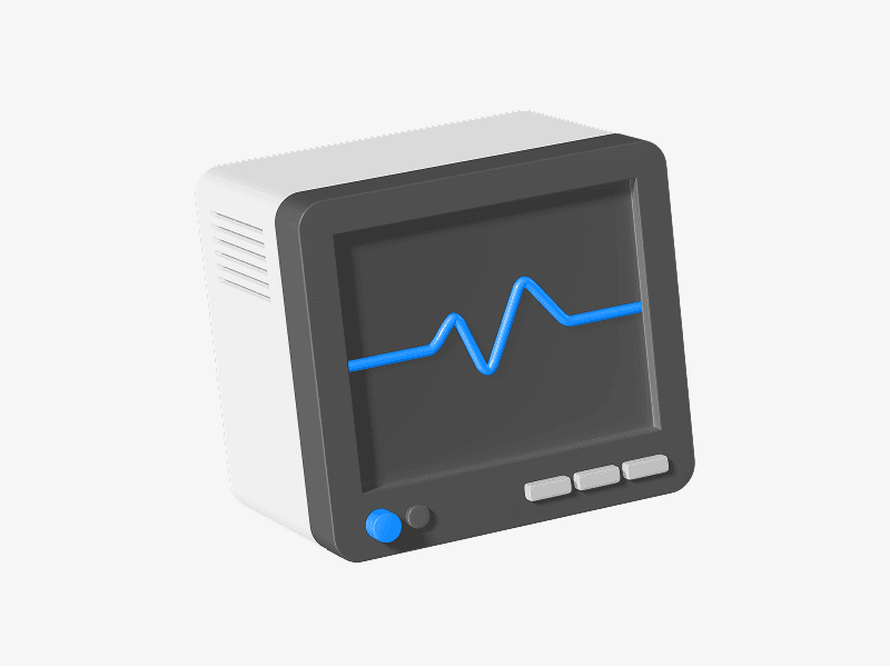 Heart rate monitor screen shown as a 3D illustration