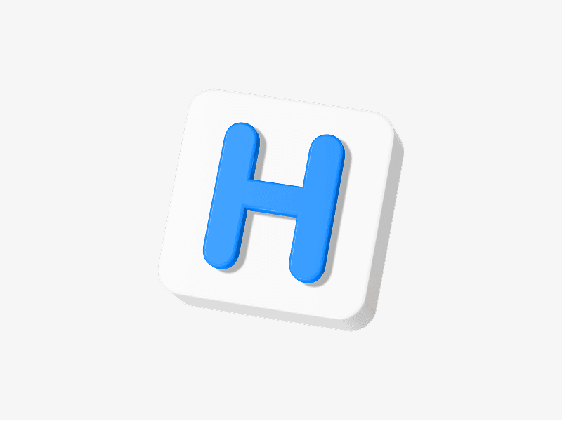 Hospital letter H sign shown as a 3D illustration