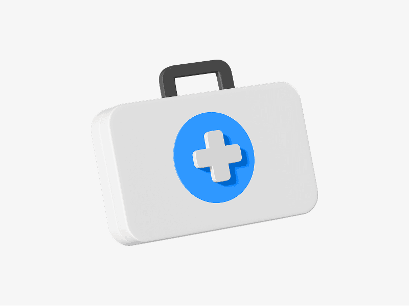 First aid kit box shown as a 3D illustration
