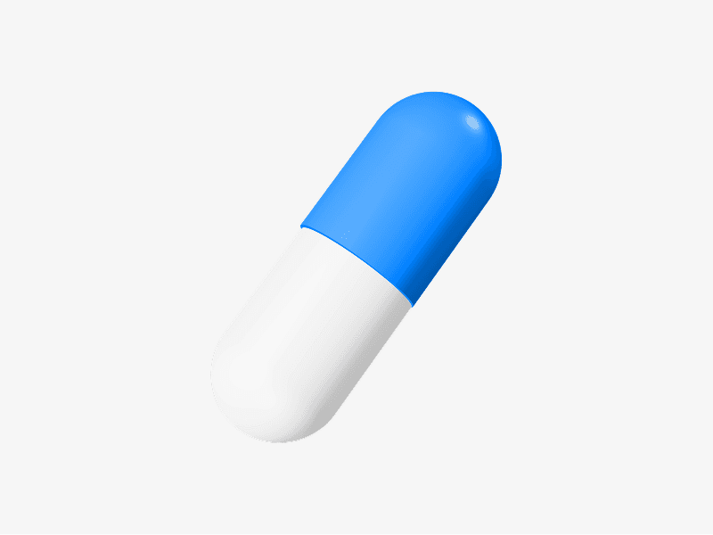 Capsule pill shown as a clean 3D illustration