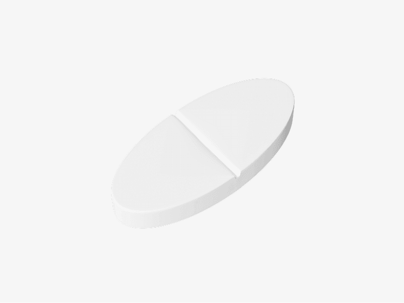 Round tablet pill shown as a simple 3D illustration