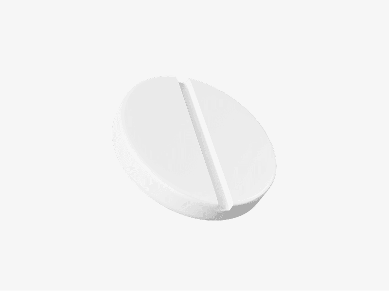 Tablet pill with score line shown as a 3D illustration