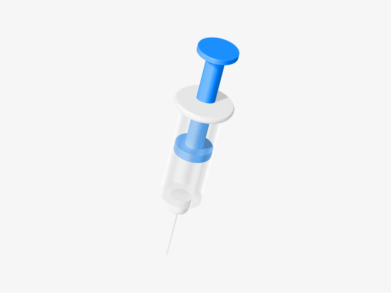 Medical syringe shown as a simple 3D illustration