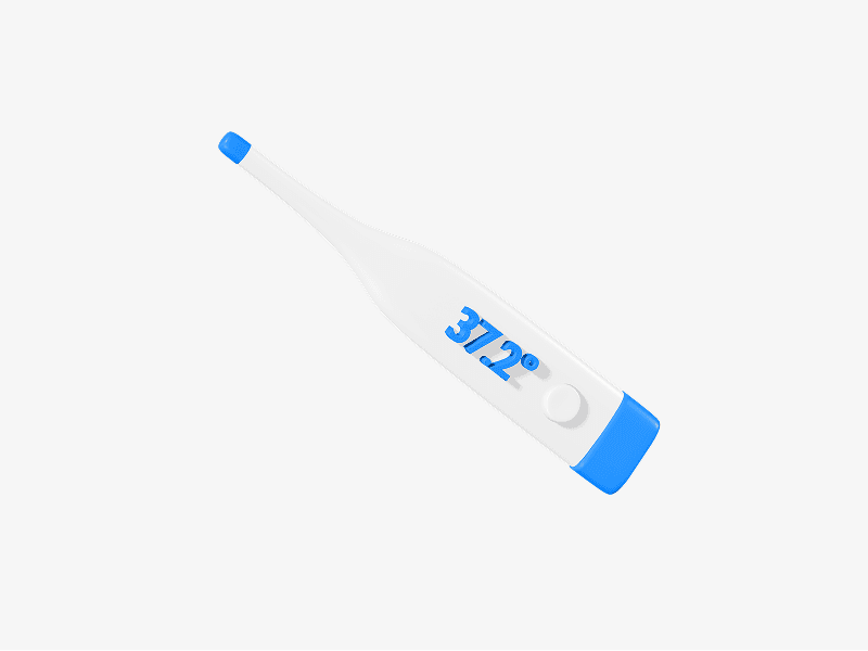 Digital thermometer showing temperature shown as a 3D illustration