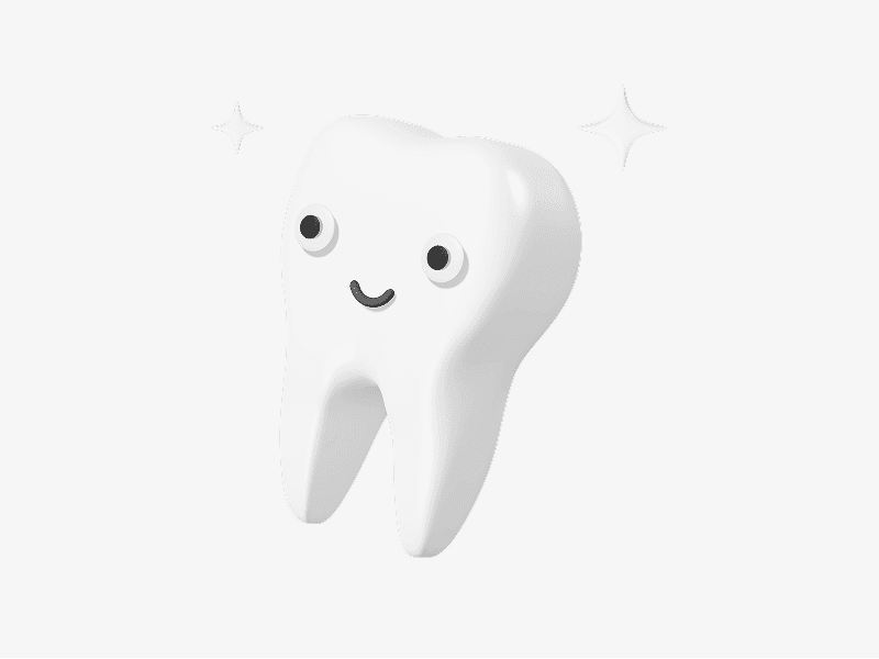 Cute tooth character shown as a clean dental 3D illustration