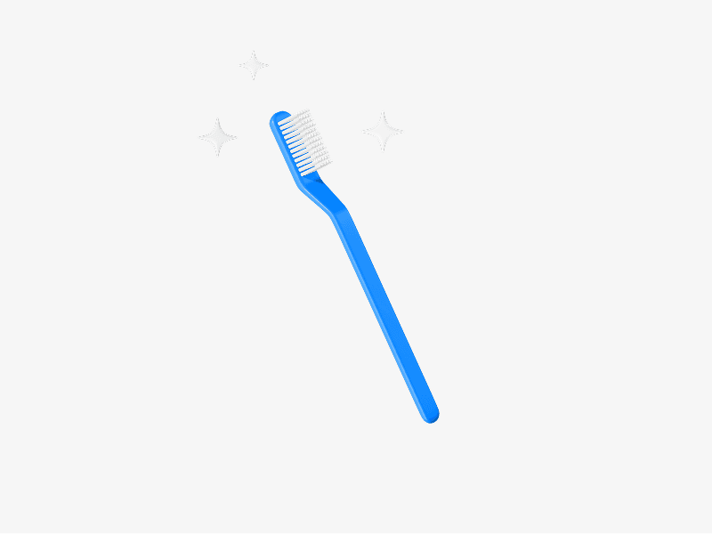 Toothbrush shown as a simple blue 3D illustration