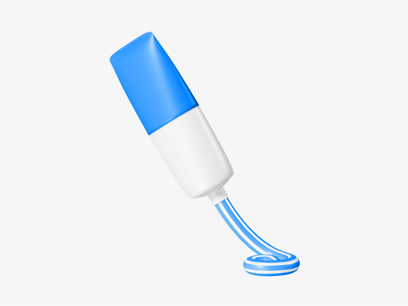 Toothpaste tube with gel shown as a 3D illustration