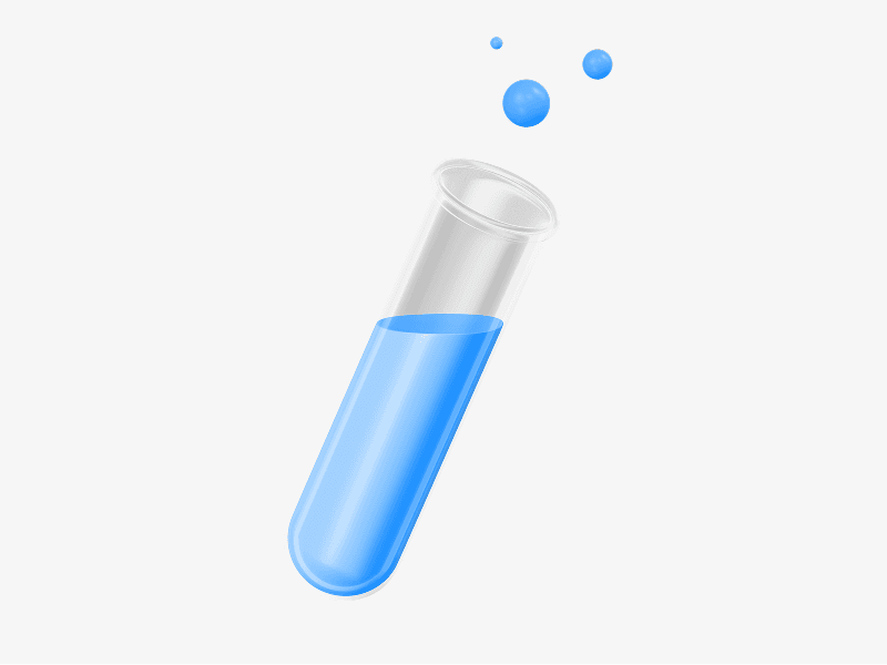 Test tube with liquid shown as a clean 3D illustration