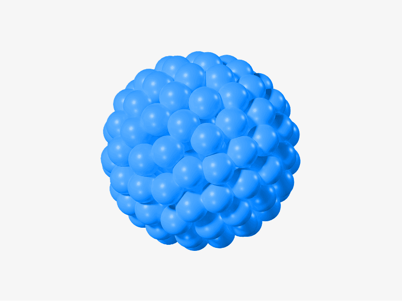 Cell cluster shown as a round medical 3D illustration